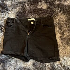 Black denim shorts